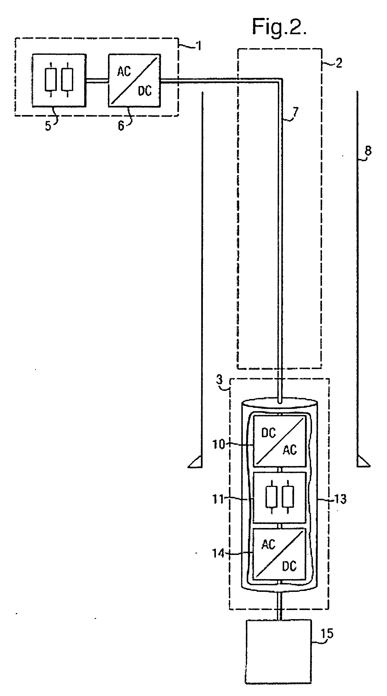 Transmitting electric power into a bore hole