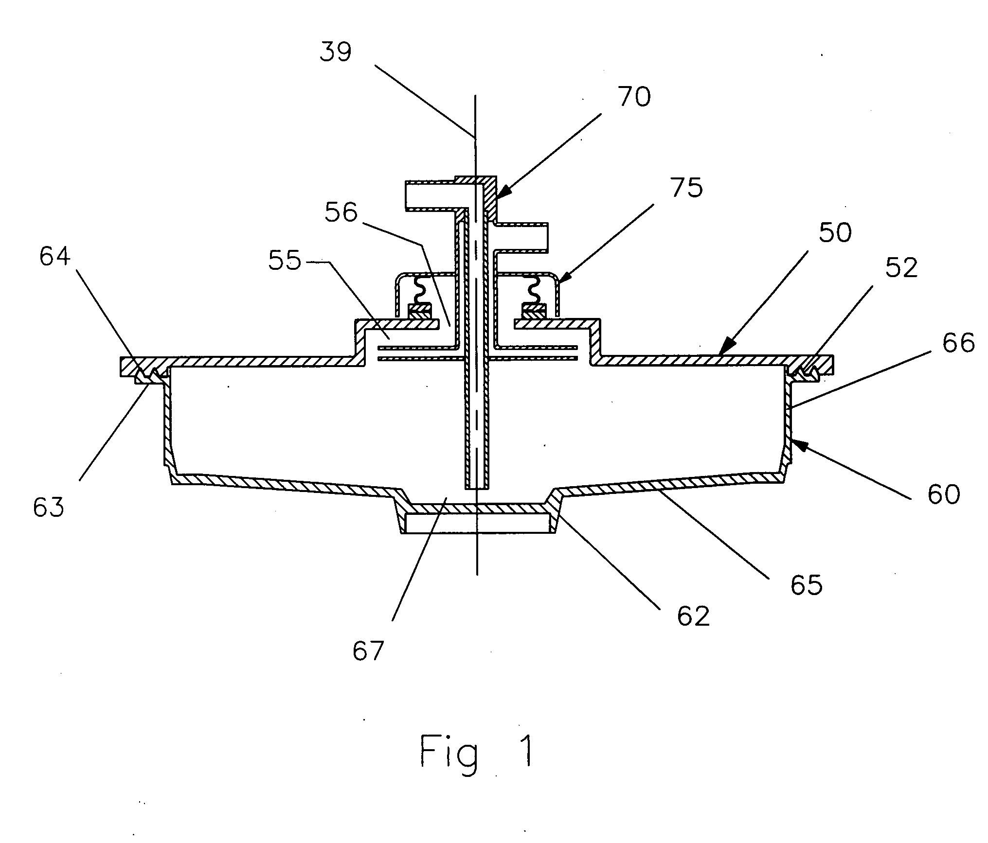 Rotor defining a fluid separation chamber of varying volume