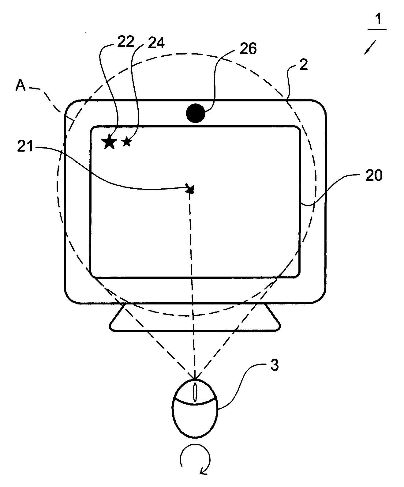 Cursor control device and method for an image display, and image system