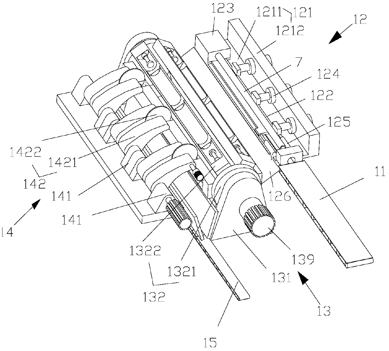 An integrated pipe body cutting and stacking mechanism for automobiles