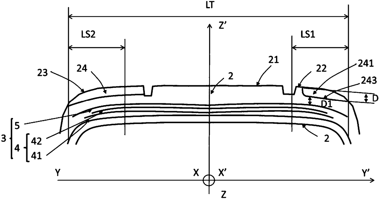 Pneumatic tire, having working layers comprising monofilaments and a tire tread with incisions