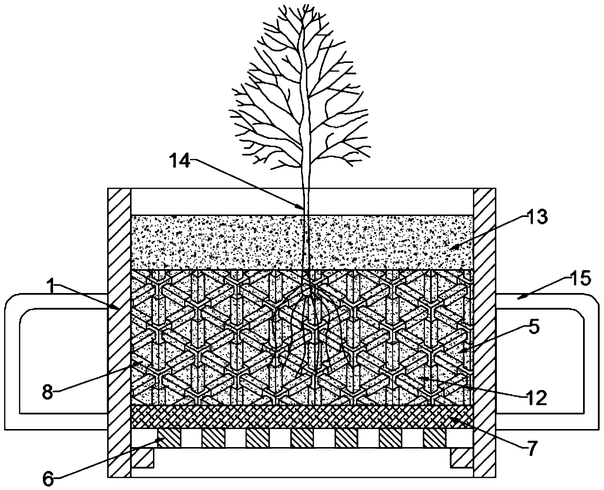 Nursery stock planting device for ecological remediation