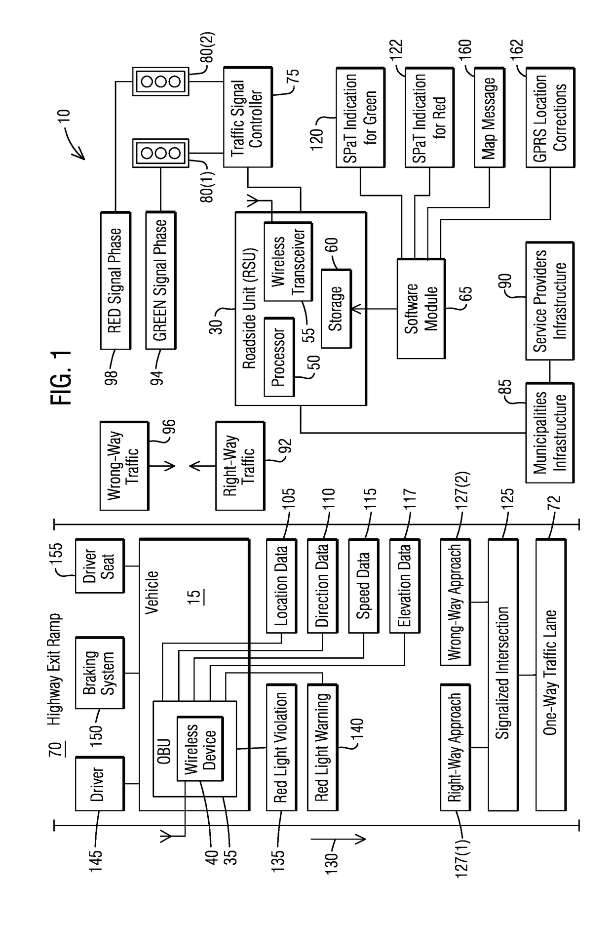 Connected vehicle traffic safety system and a method of warning drivers of a wrong-way travel