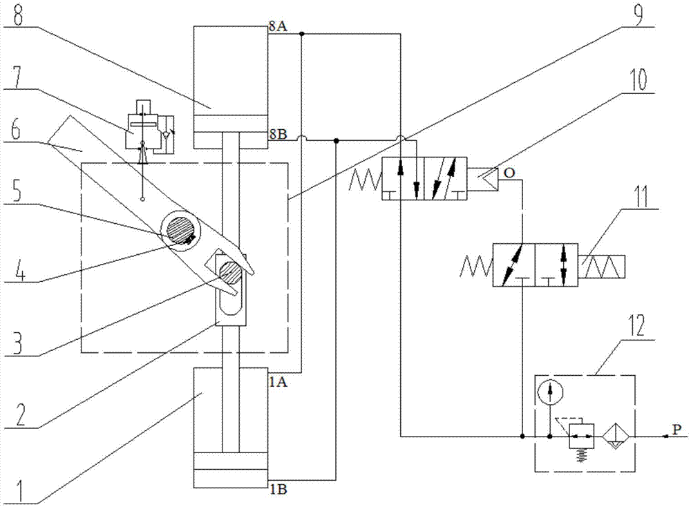Pneumatic actuating mechanism for one-way damping valve