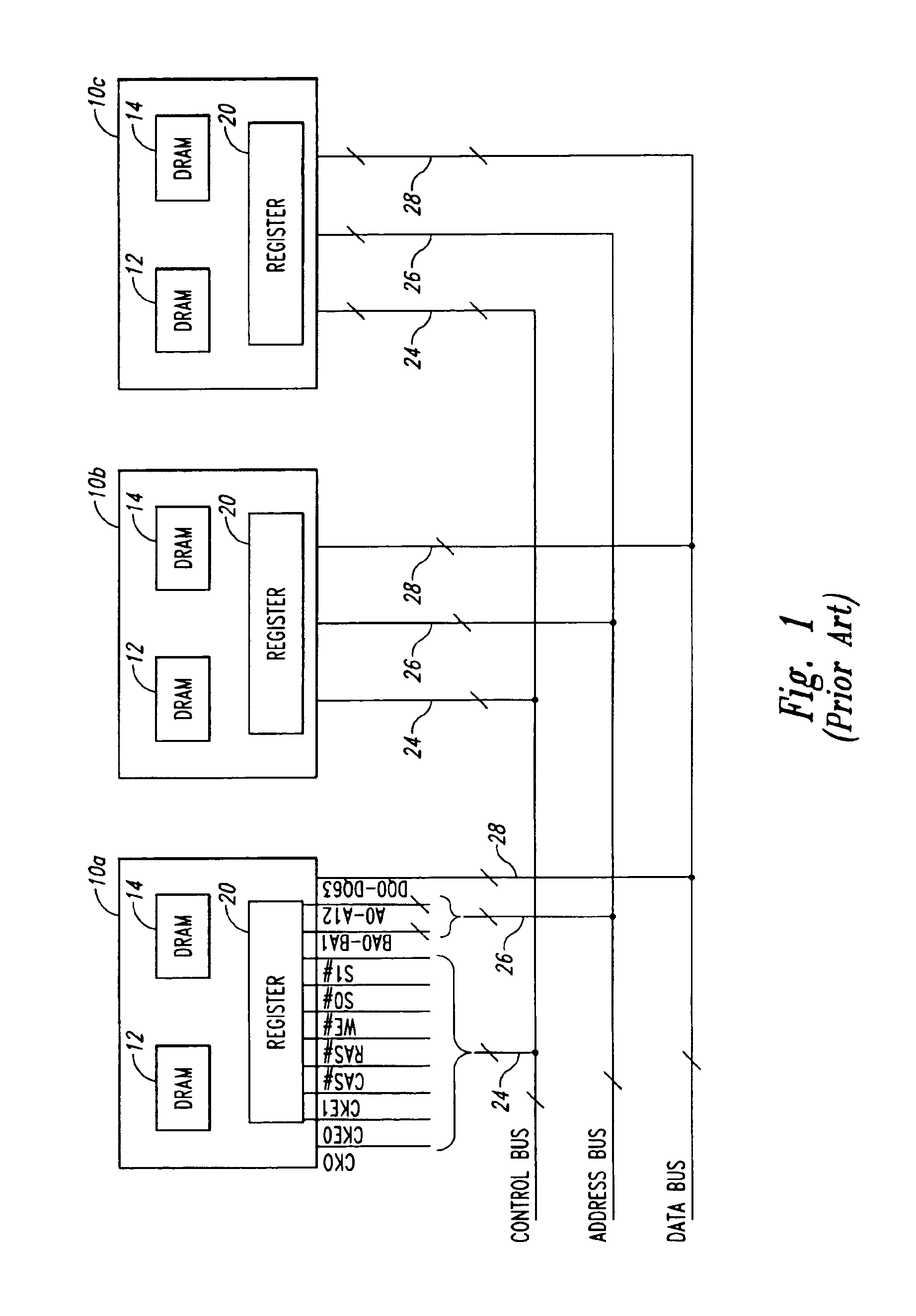 Reduced power registered memory module and method