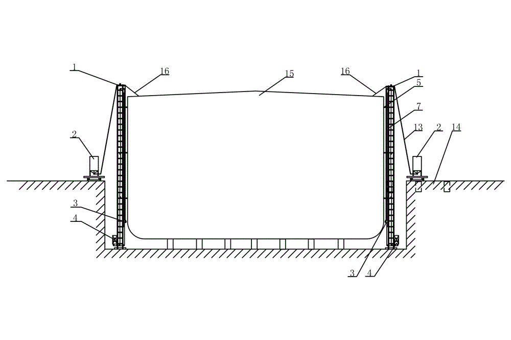 Automatic sandblasting and derusting device between wing walls
