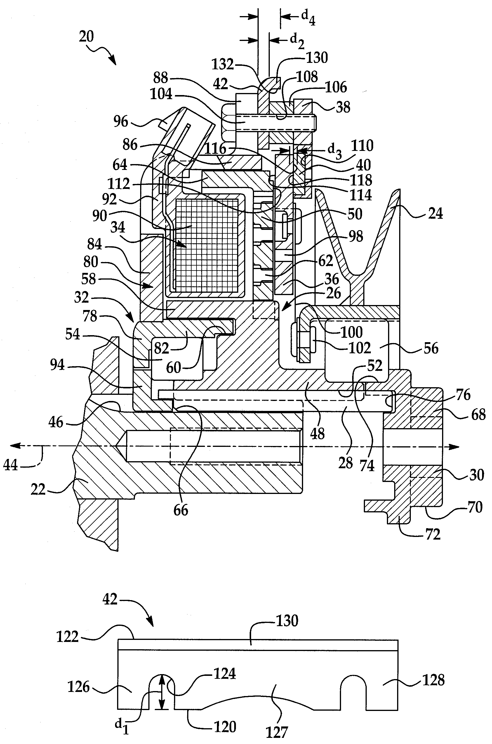 Rotational coupling device with wear compensation structure