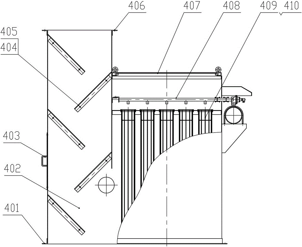 Belt conveyor drop point combined dust suppression and dust removal device