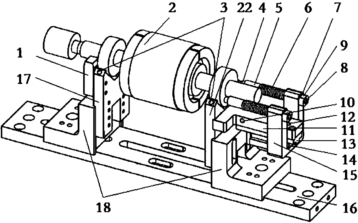 Install the radial support and axial preload structure of bearing motor rotor dynamic balance measurement