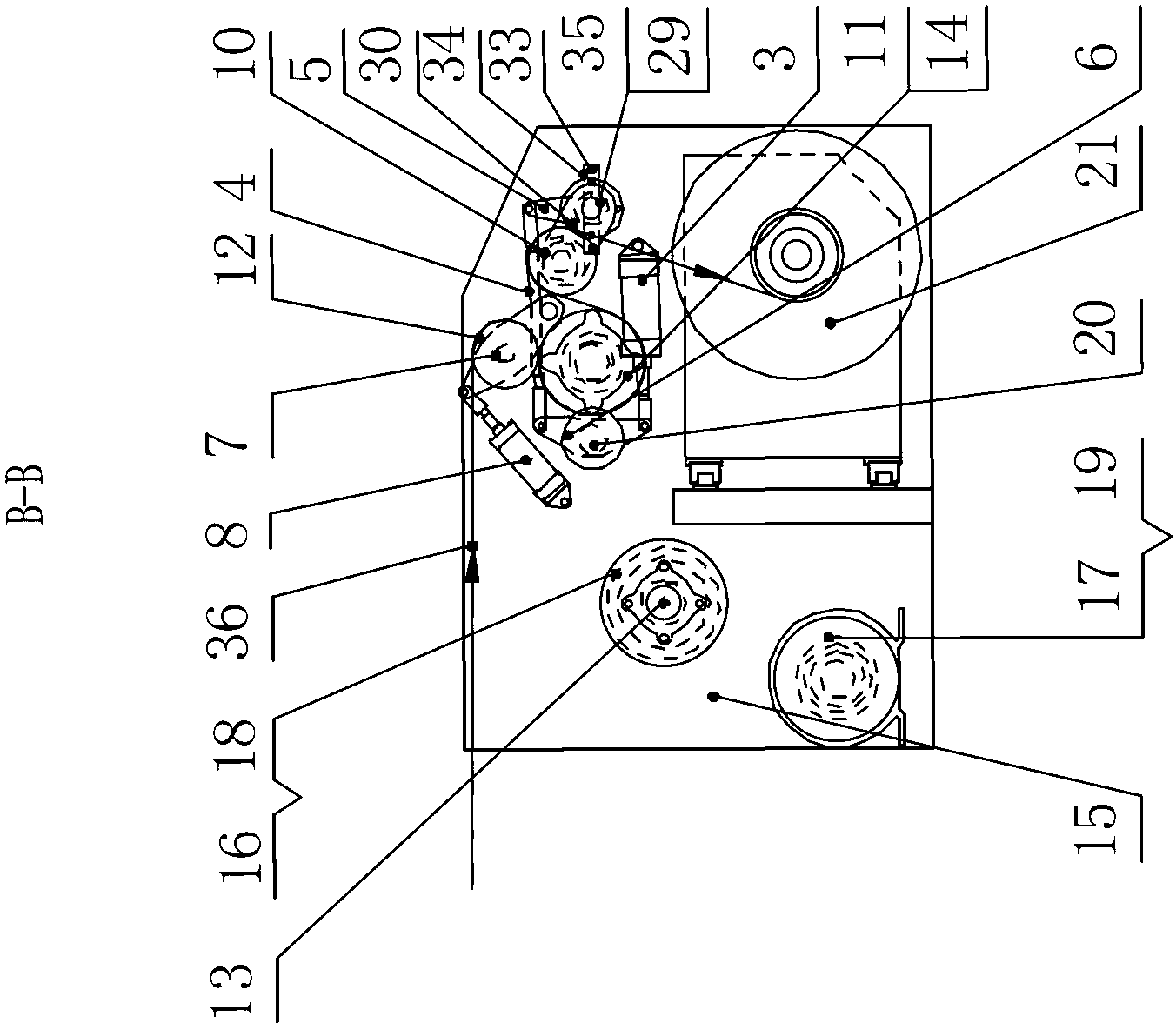 Floating roll feedback type yarn tension control device of one-time warping machine