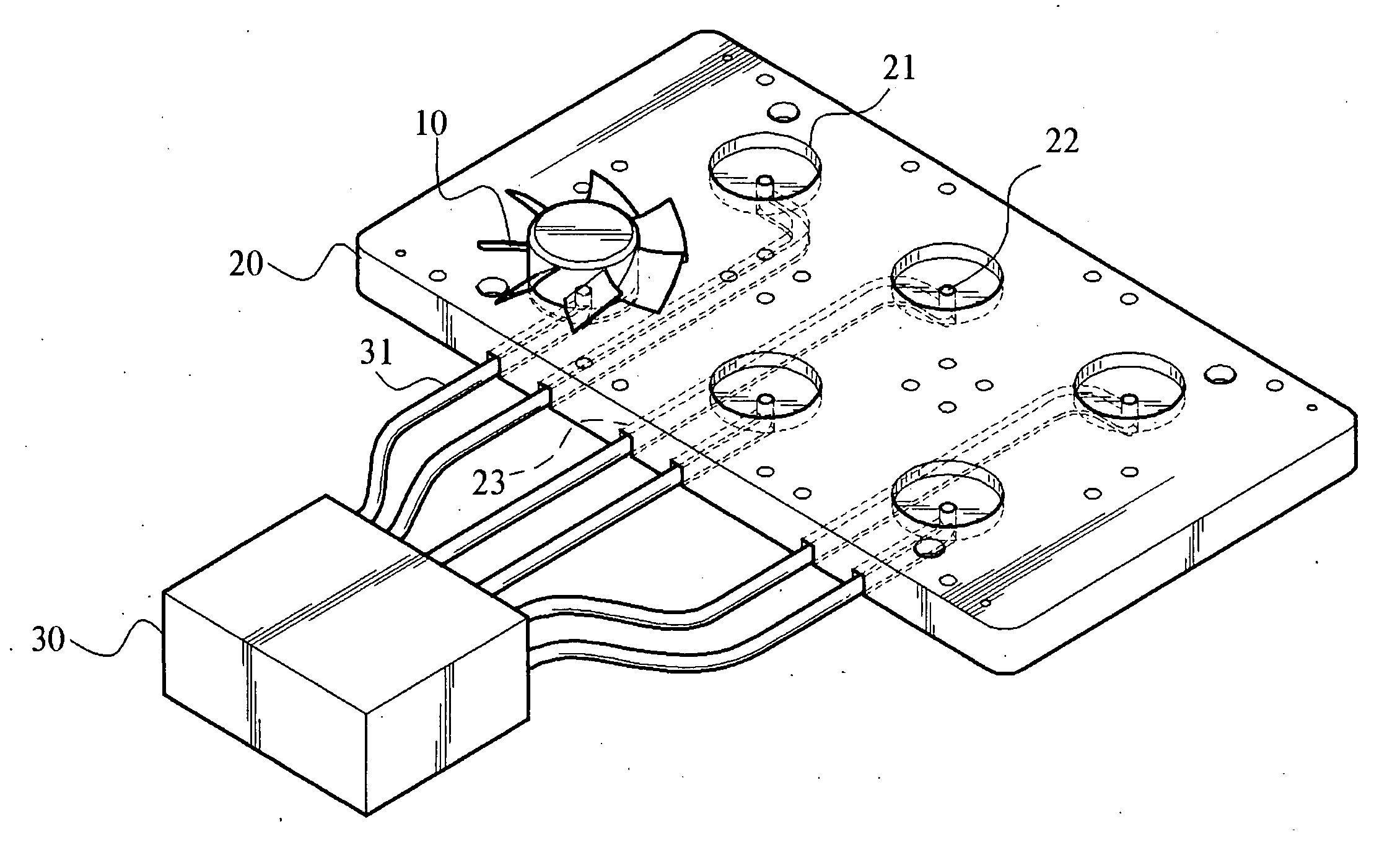 Vacuum adsorbing apparatus for fan positioning