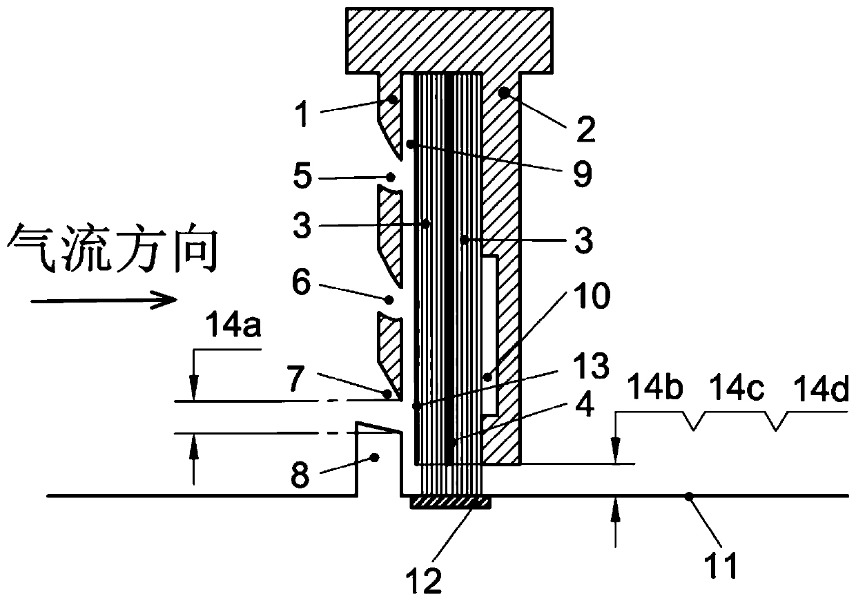 A high pressure resistant low hysteresis brush seal structure with nozzles on the front baffle