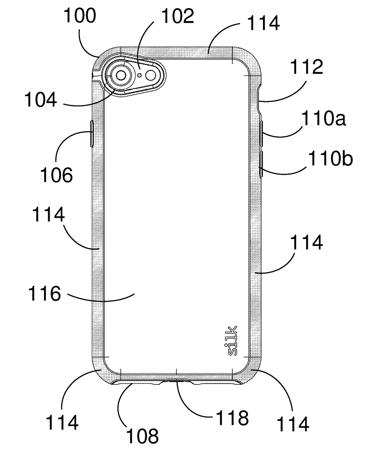 Mobile phone case with enhanced grip area and reduced grip area