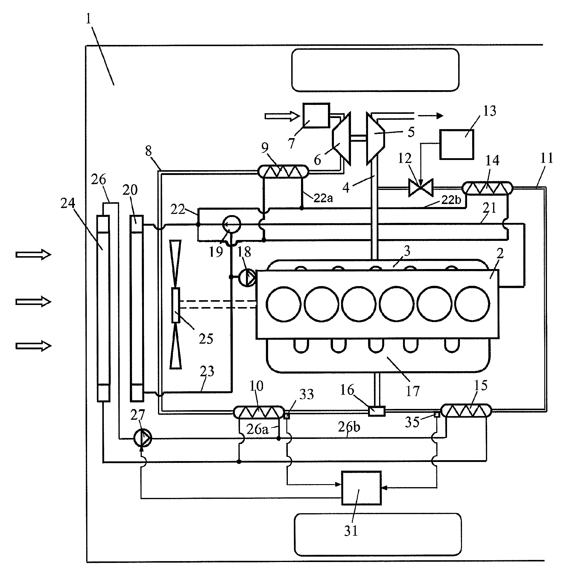 Arrangement in a low-temperature cooling system for a supercharged combustion engine