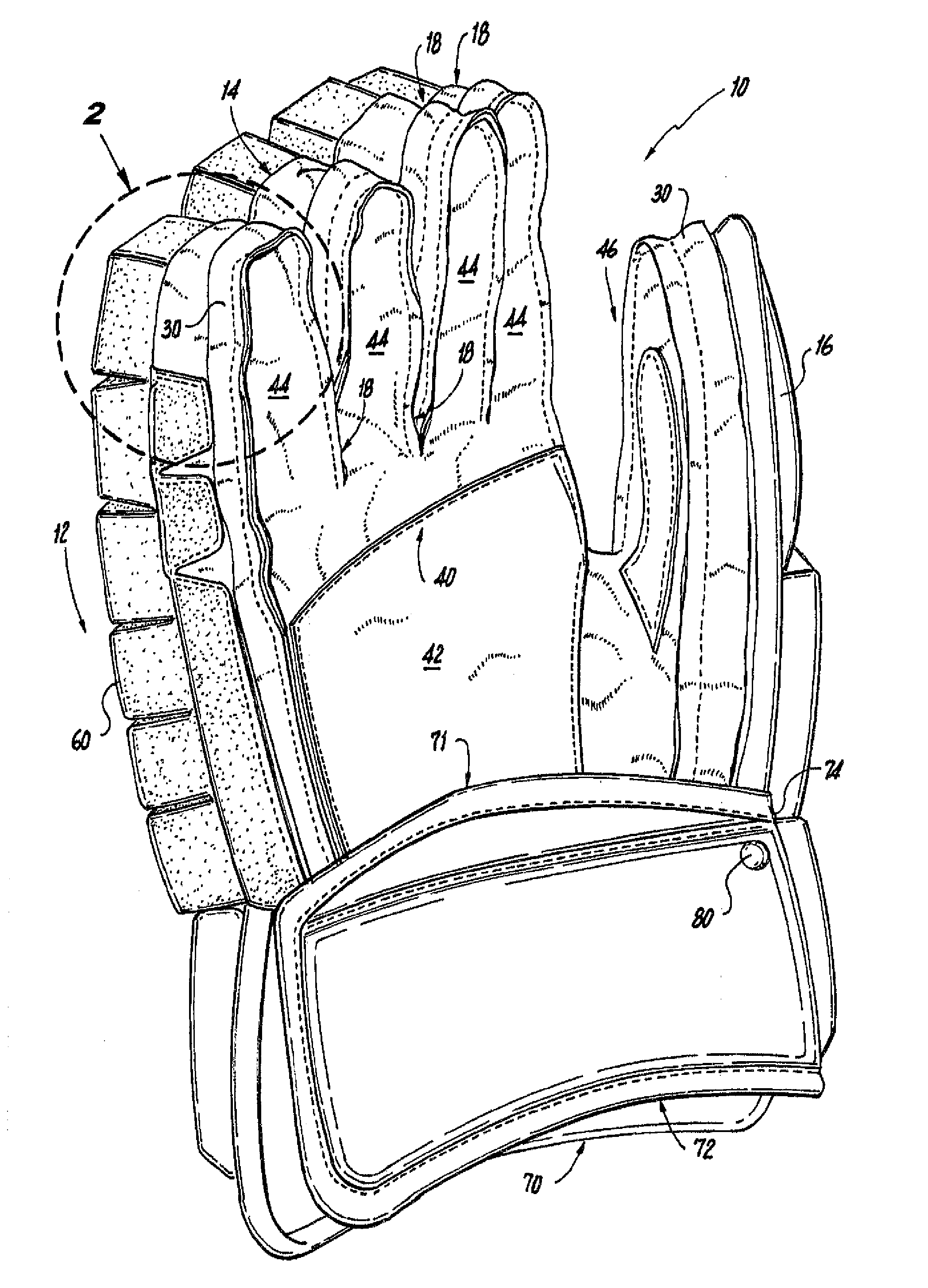 Zipper attached sports glove with fly cover protection