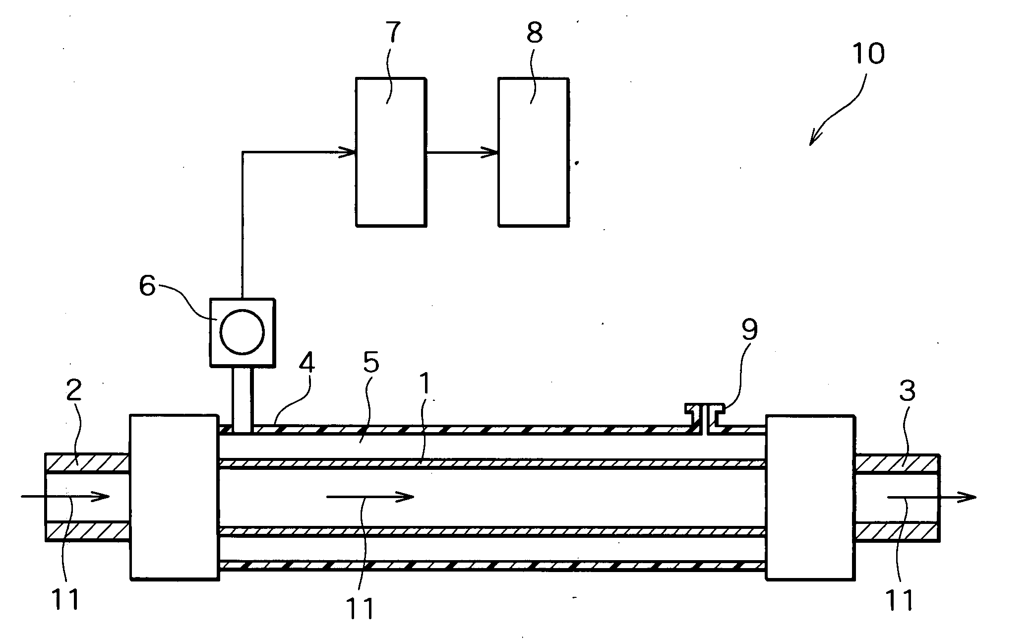 Piping structure having leak detection function and leak detector