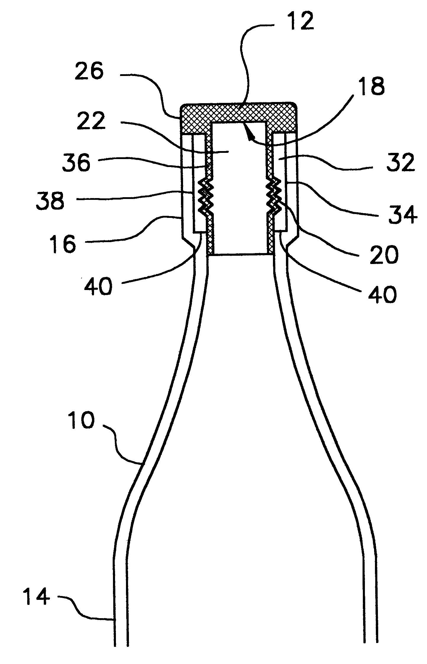 Flange screw closure and bottle with insert having threads