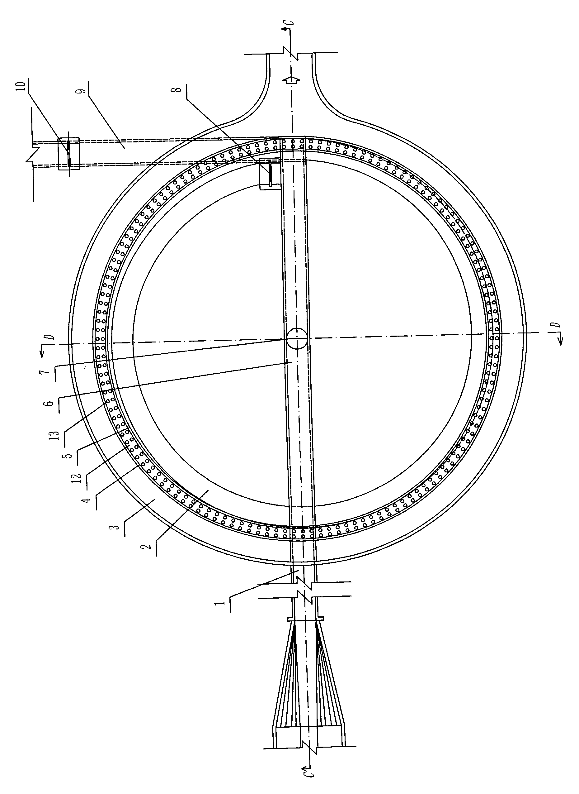 Round middle ring water and sand separating device