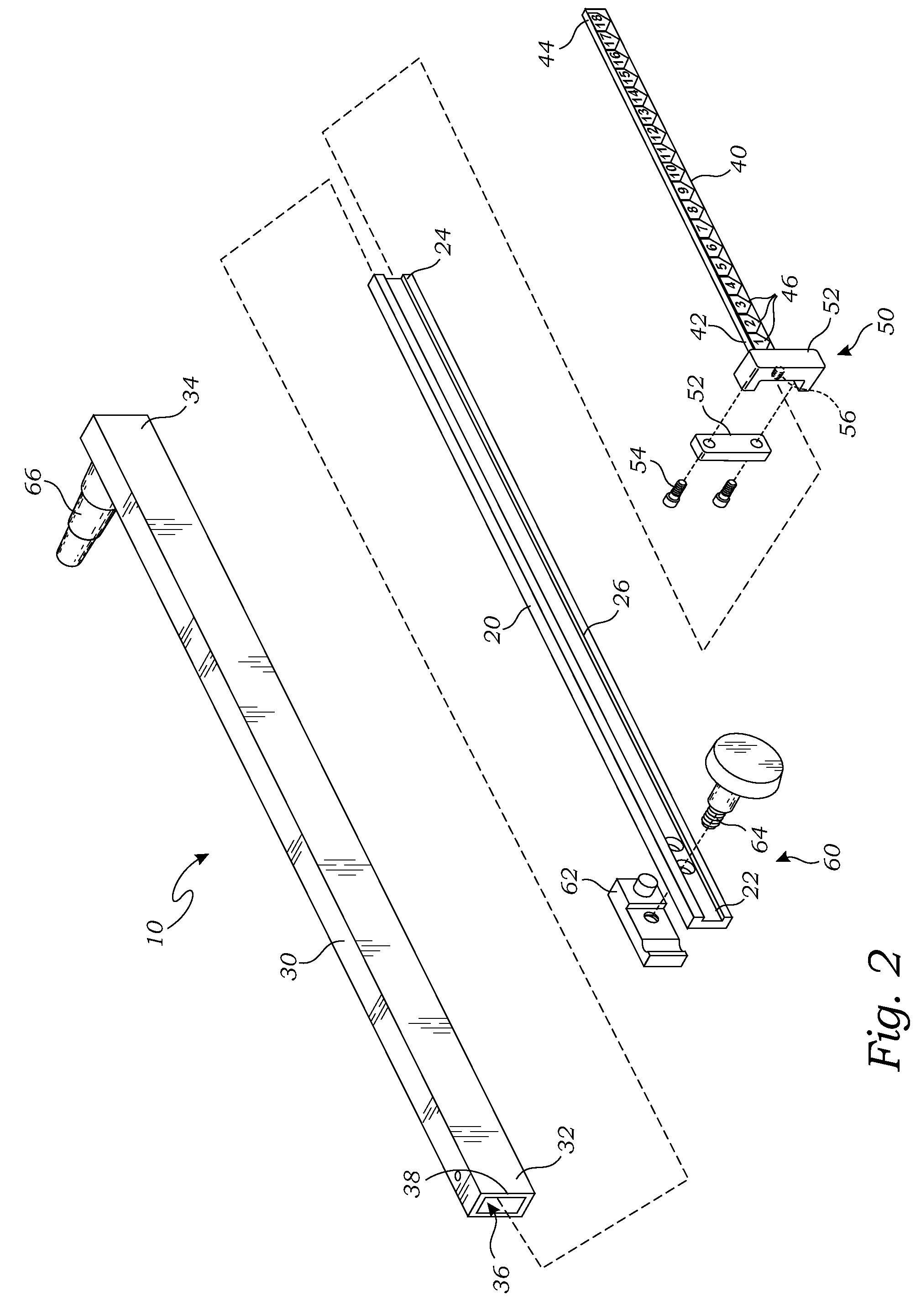 Measuring device and method for measuring suspension sag of a vehicle