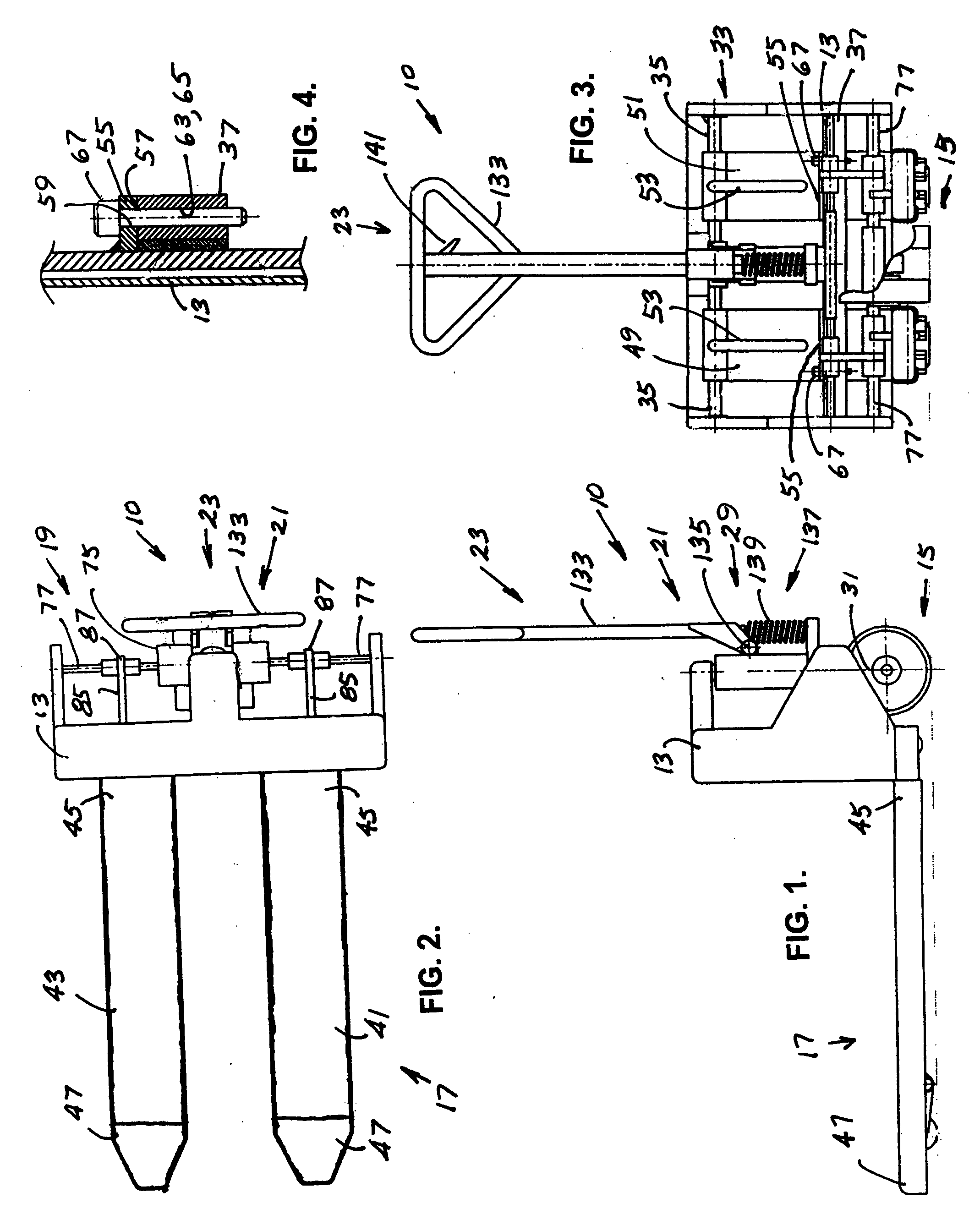 Fork-type pallet-lifting device
