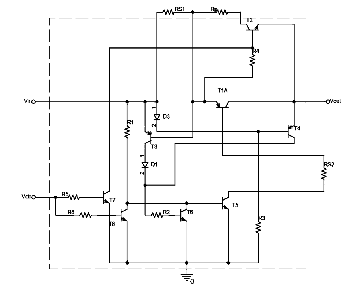 Low drop-out overcurrent protection circuit with controllable output
