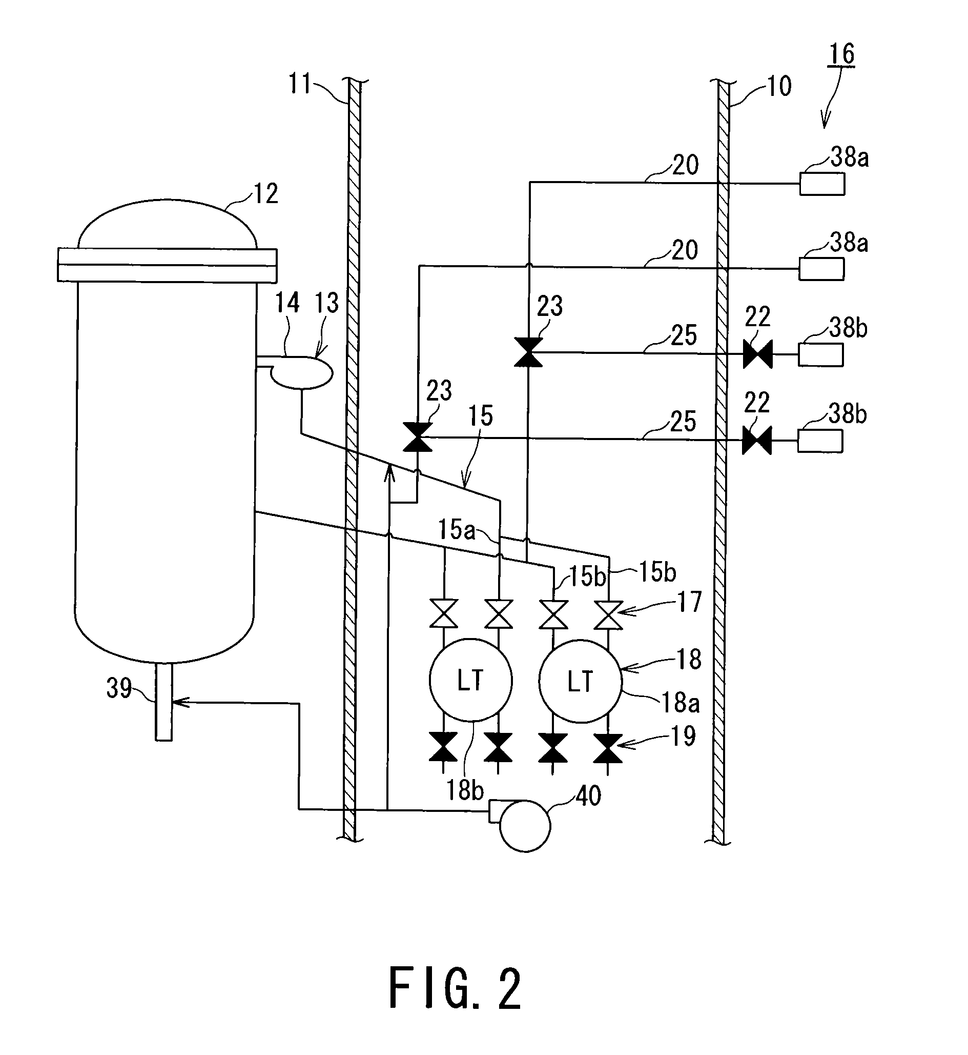 Water filling system for reactor water level gauge