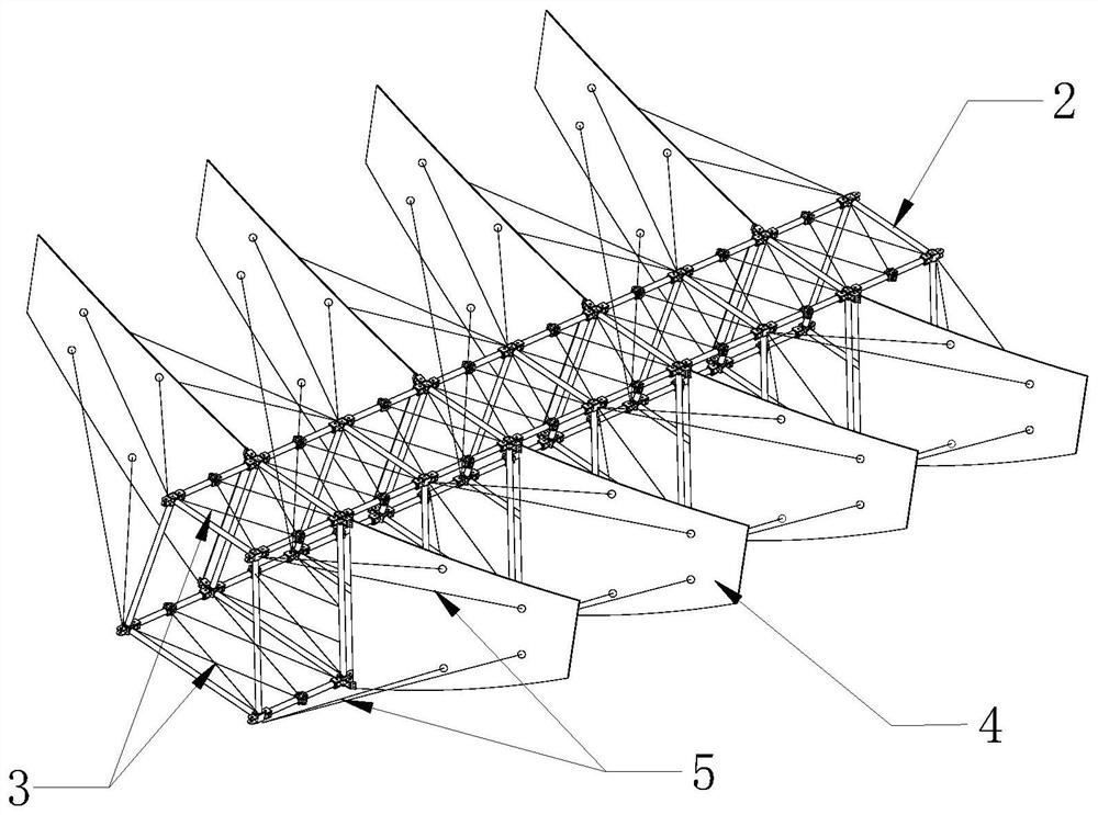 A truss-supported flexible rib parabolic cylinder deployable antenna device