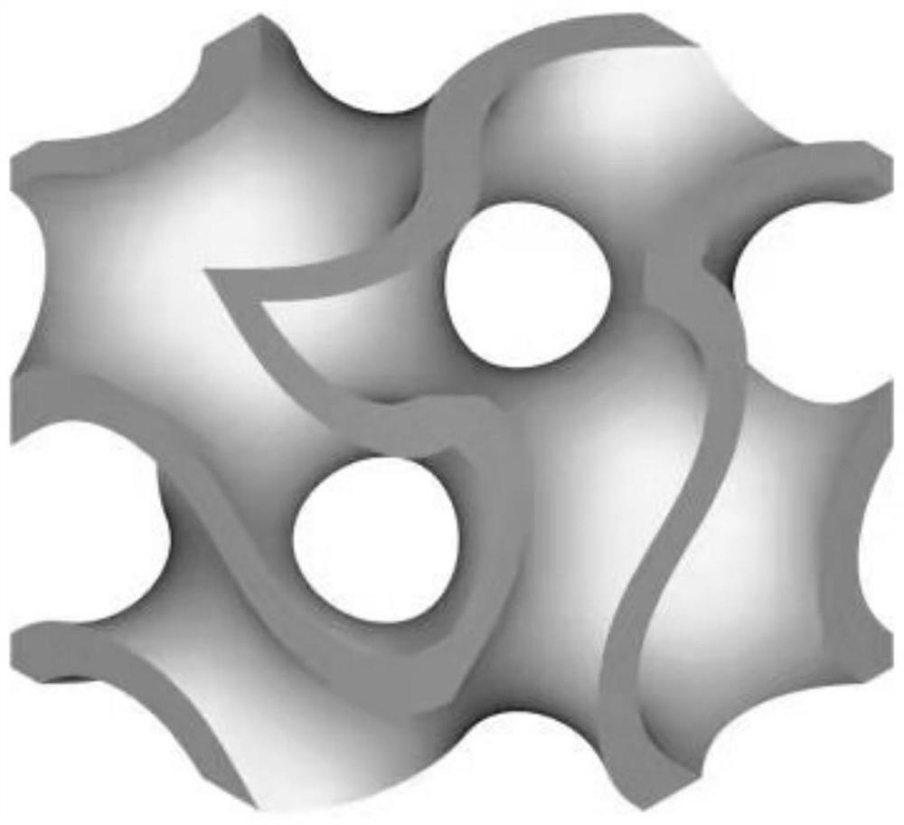 Aperture gradient porous scaffold and minimal curved surface structure unit for same