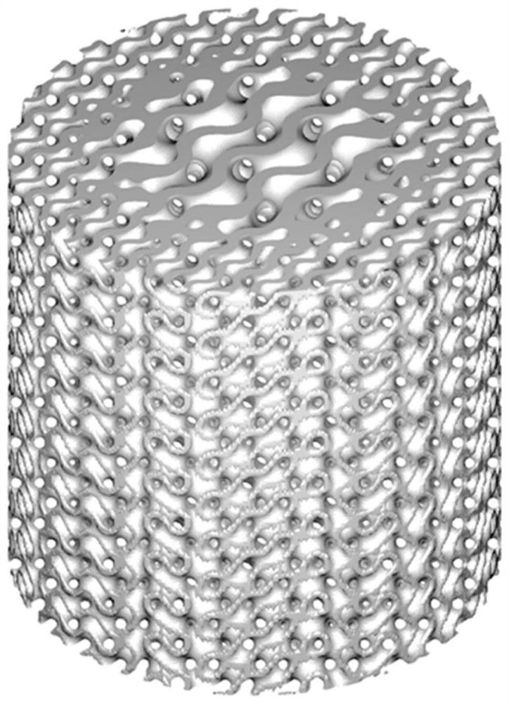 Aperture gradient porous scaffold and minimal curved surface structure unit for same