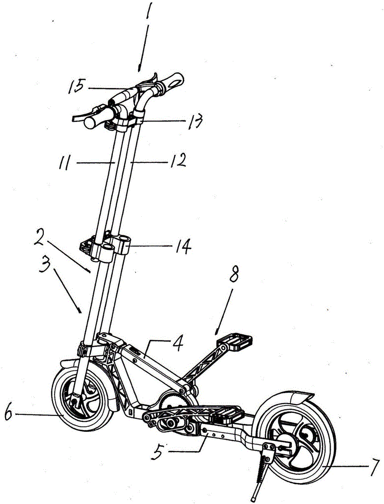 Folding suspension-type pedal bike with quick telescopic handle
