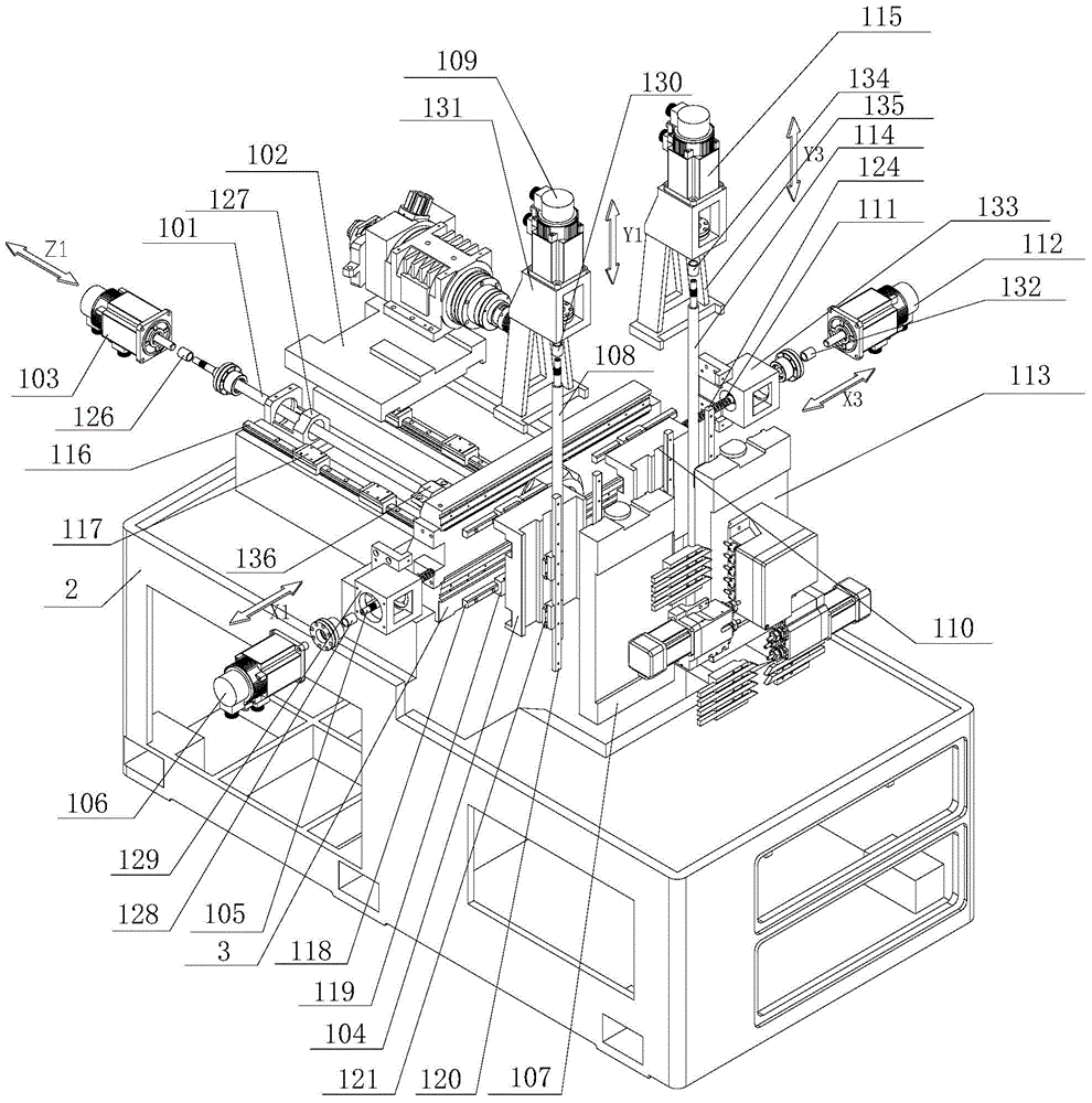Spindle box movable type milling tool with main shaft with five-shaft structure