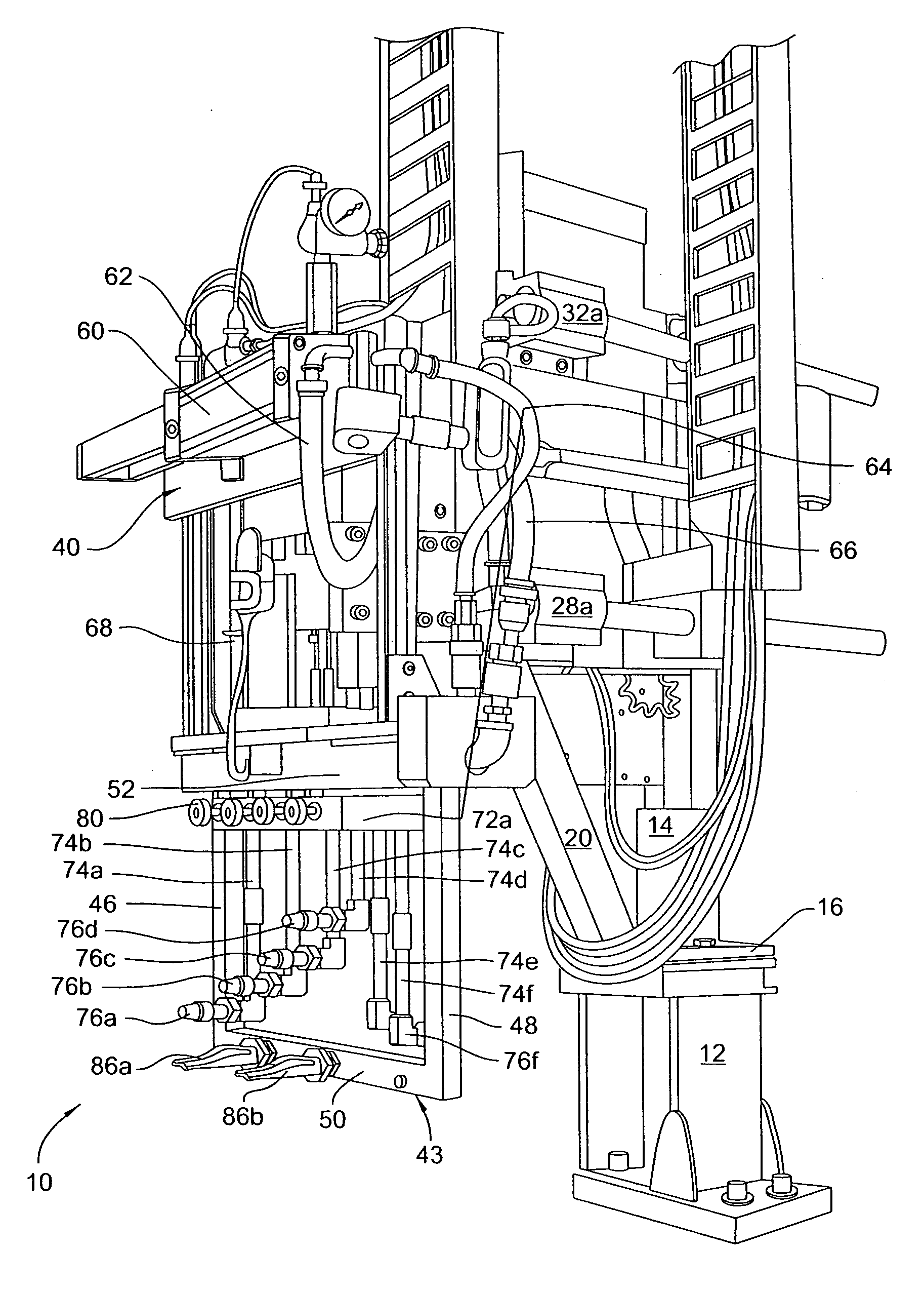 Spray system having a dosing device for a molding process