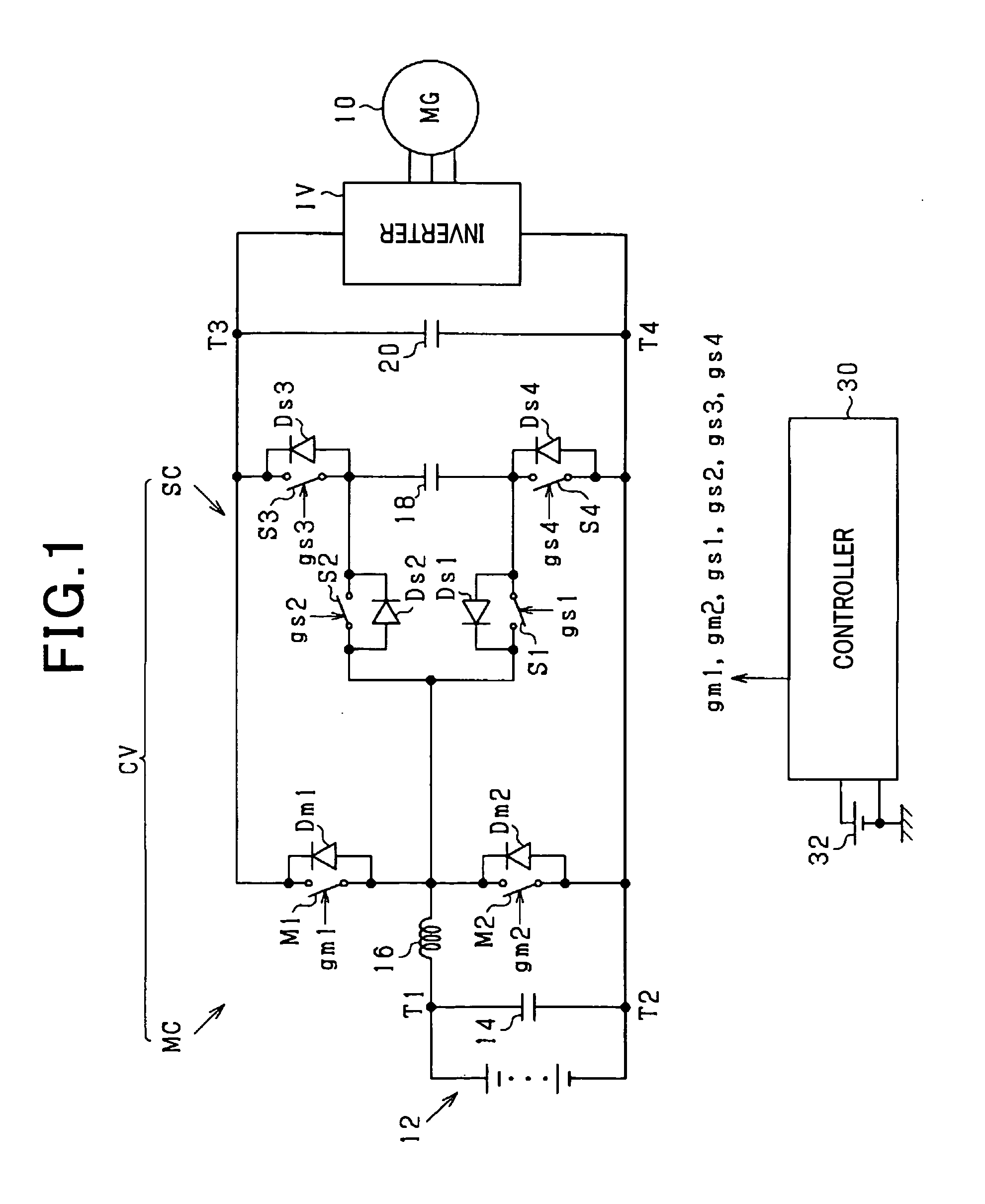Compact power converter with high efficiency in operation