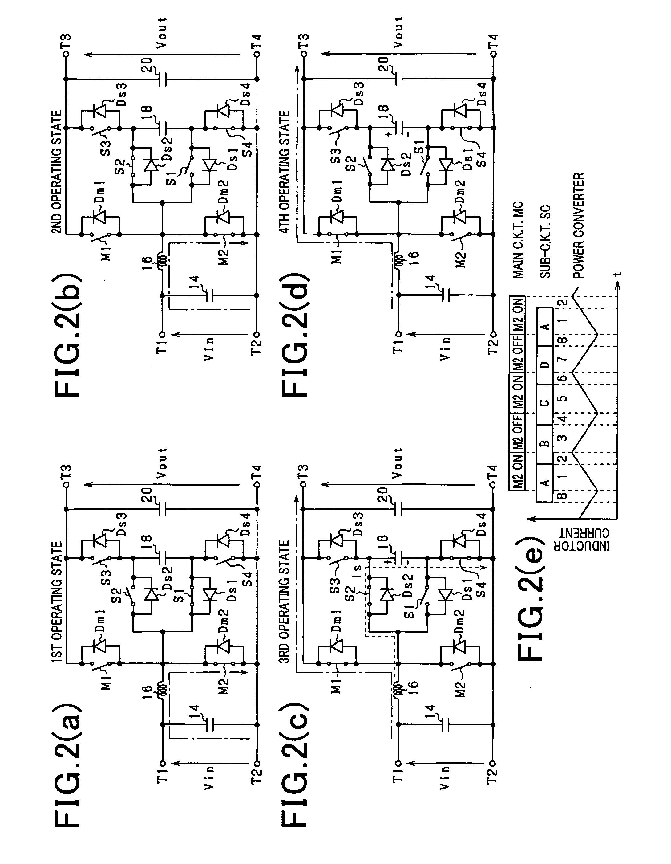 Compact power converter with high efficiency in operation