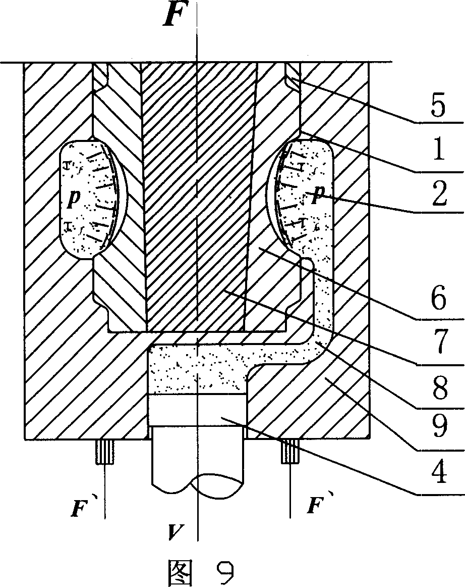 Internal and external pressurization compound forming method for axisymmetric thin-wall special-shaped curved work piece with large section surface
