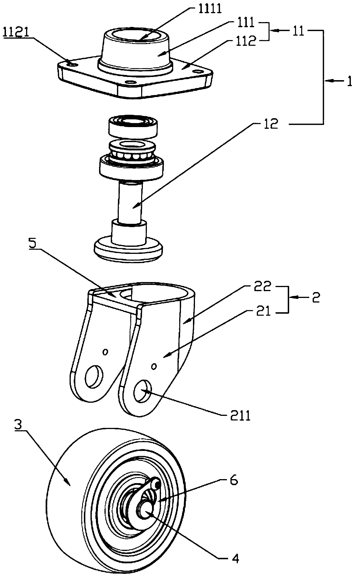 Large-bearing universal caster easy to assemble and disassemble