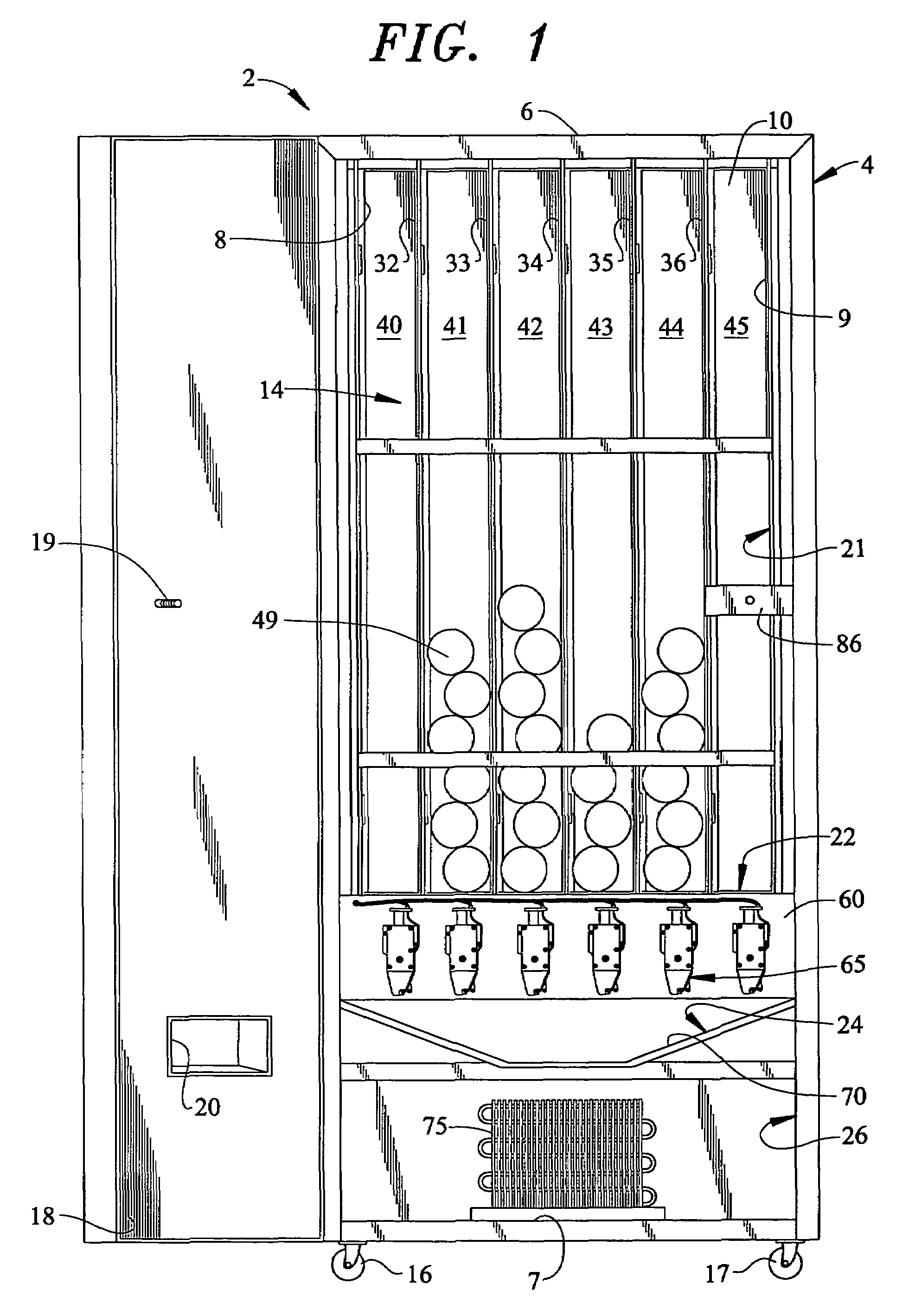 Main door lock housing for a vending machine