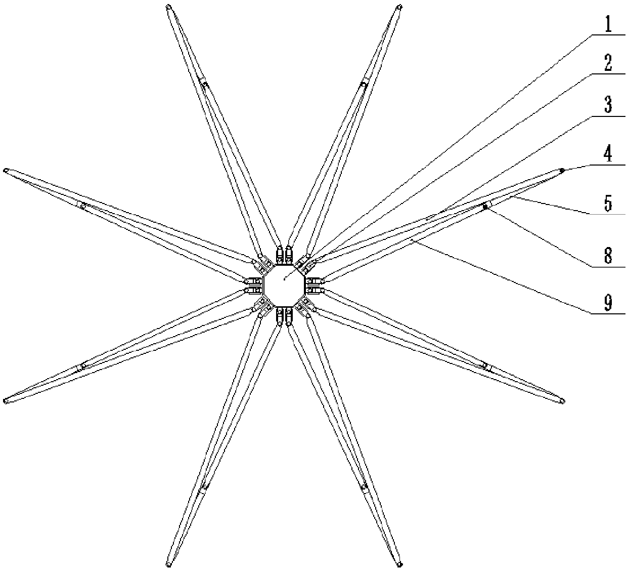 Space folding and extending mechanism with five-rod mechanisms as extensible units