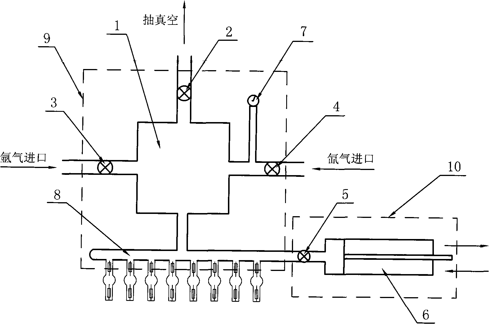 A charging and discharging method and device based on Xe gas