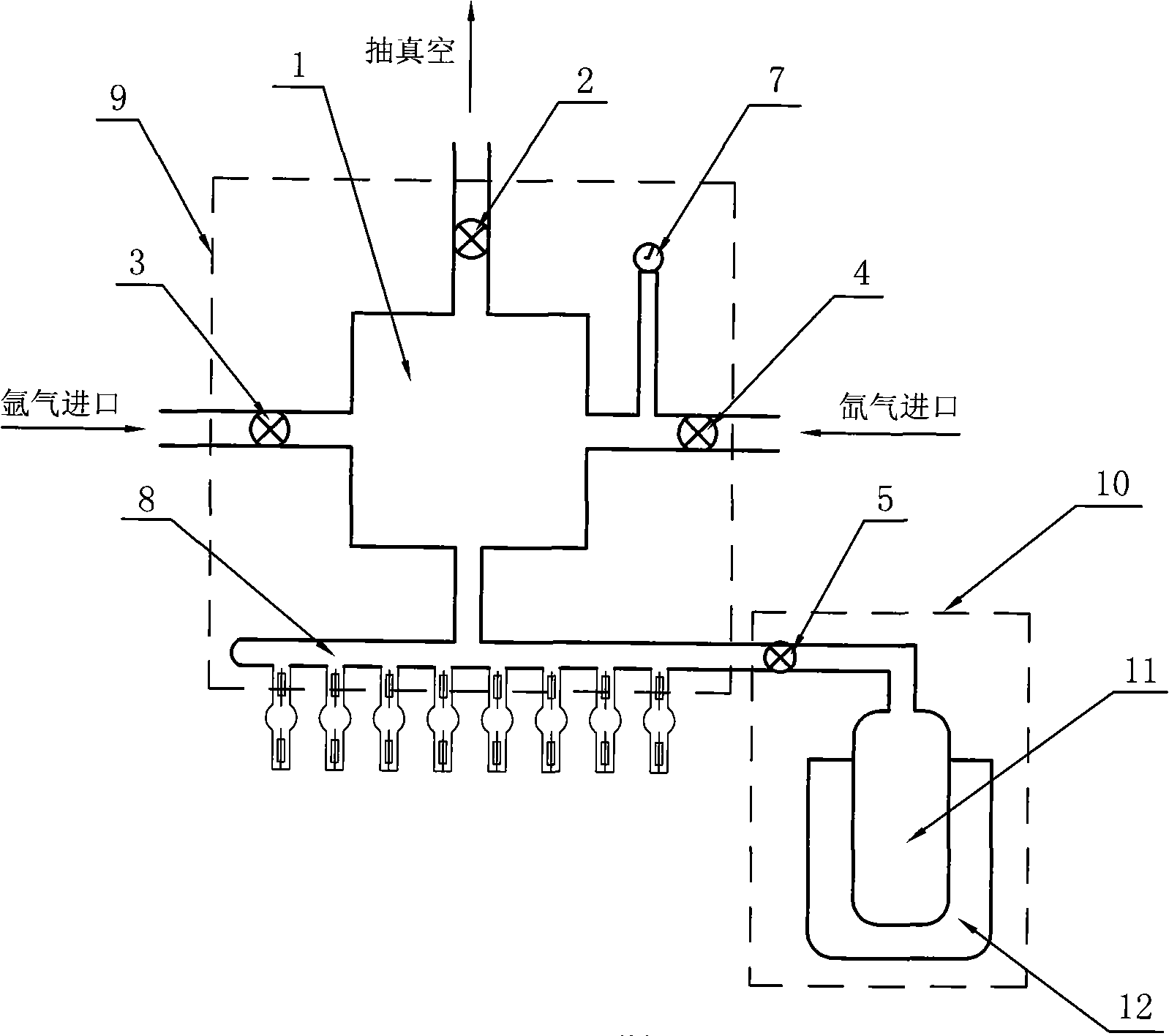 A charging and discharging method and device based on Xe gas