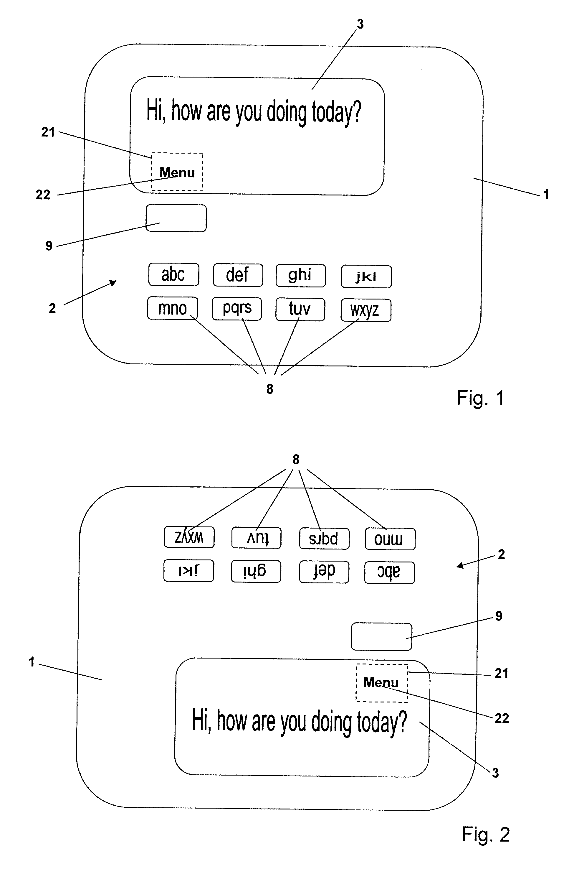 Mobile communication terminal with multi orientation user interface