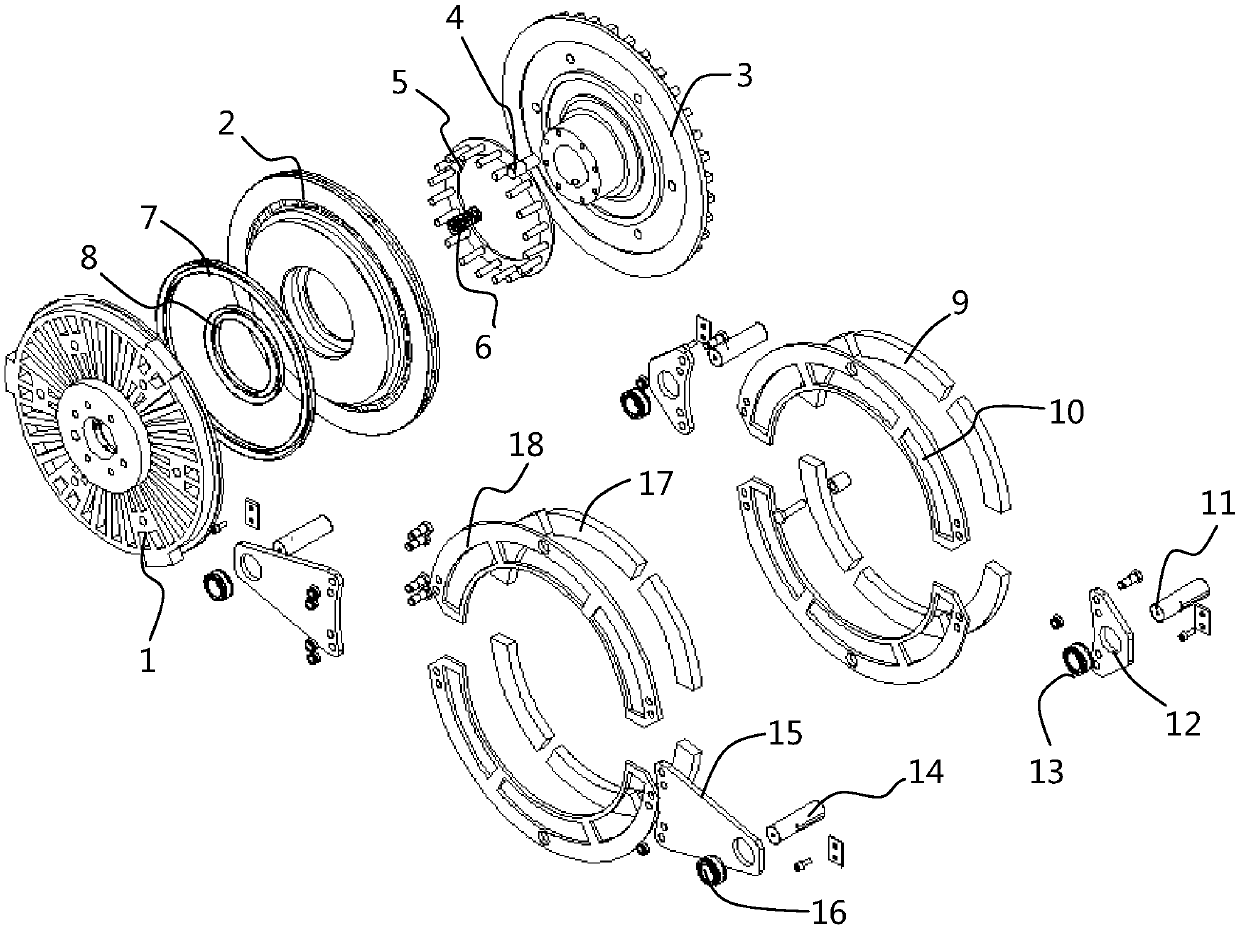 Combined pneumatic dry-type friction clutch brake for forging machine