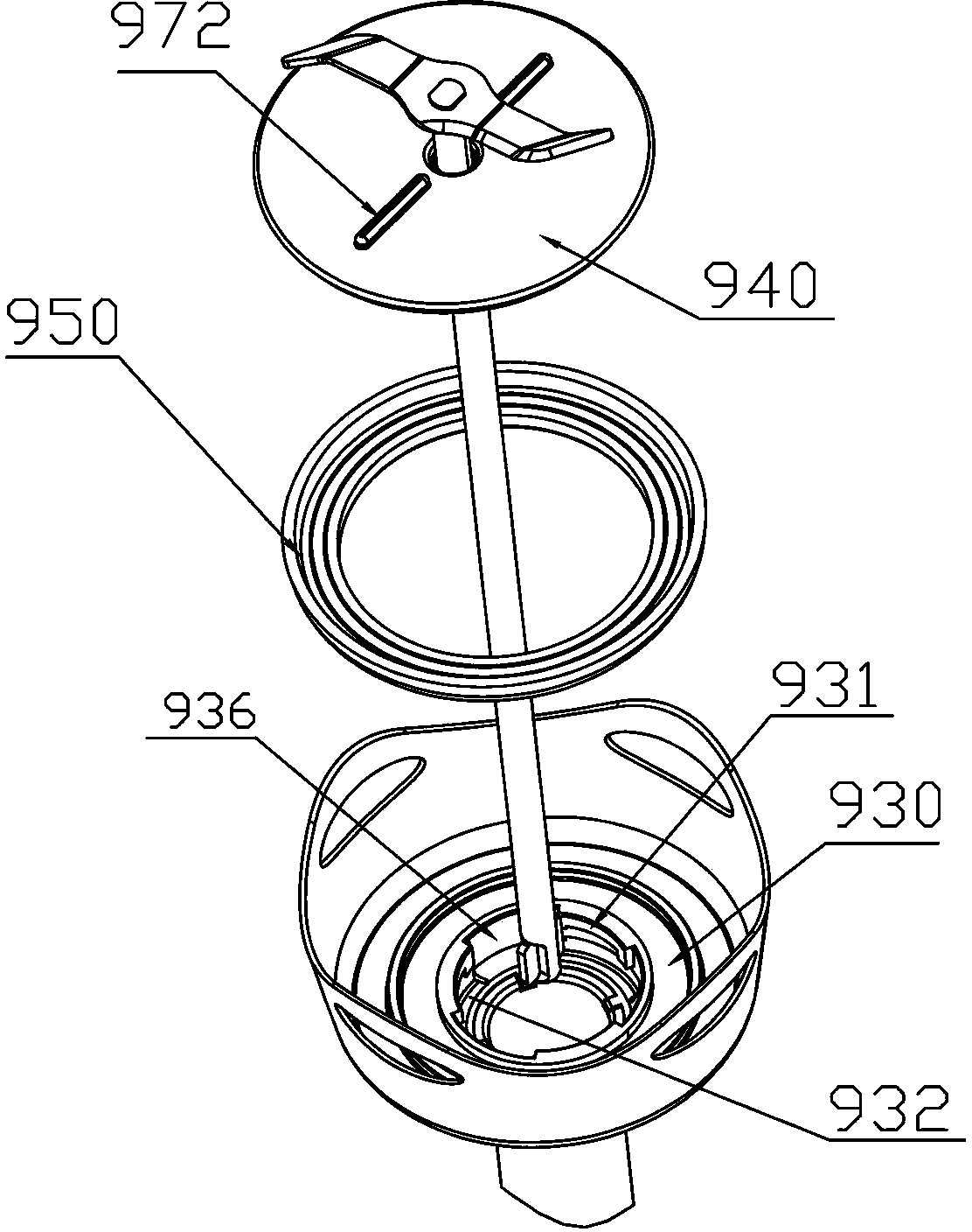 Stirring head with buckling positions and handheld blender mounted with same