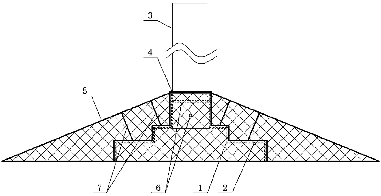 Reinforcing structure of anti-falling-type indication pile base