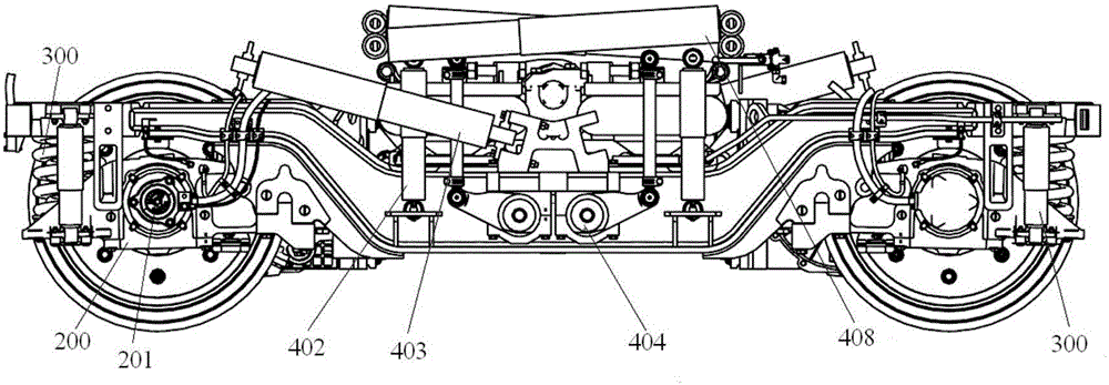 Steering bogie for rail vehicle and rail vehicle