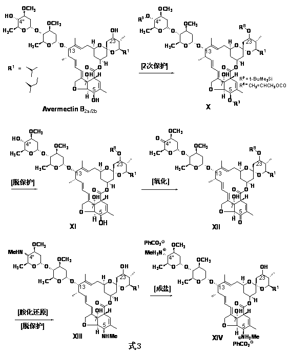 Avermectin B2a/2b amine derivatives, derivative salts thereof, and preparation method and application of avermectin B2a/2b amine derivative salt