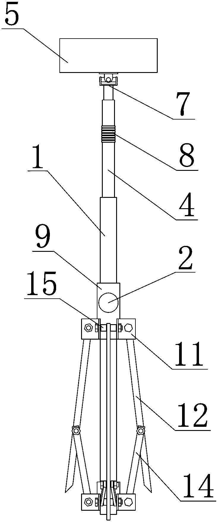 Cable support with automatic umbrella-shaped telescopic legs