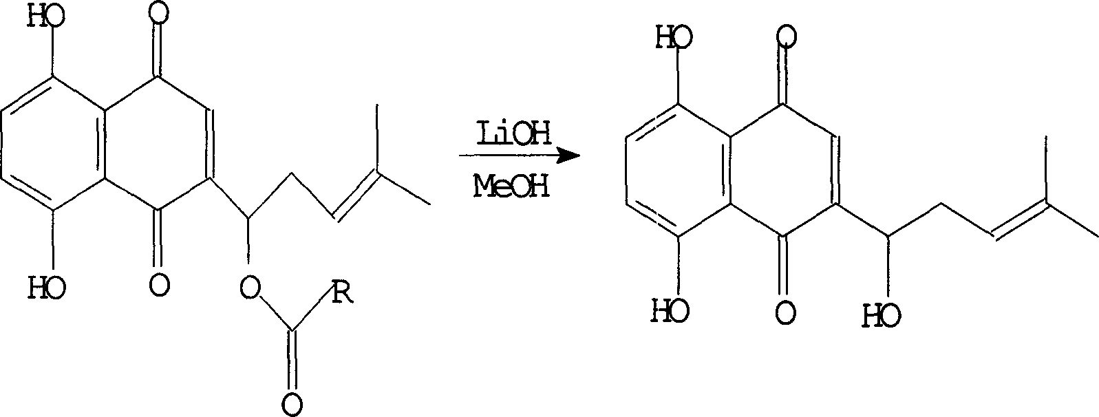 Process for preparing alkannin or isoalkannin