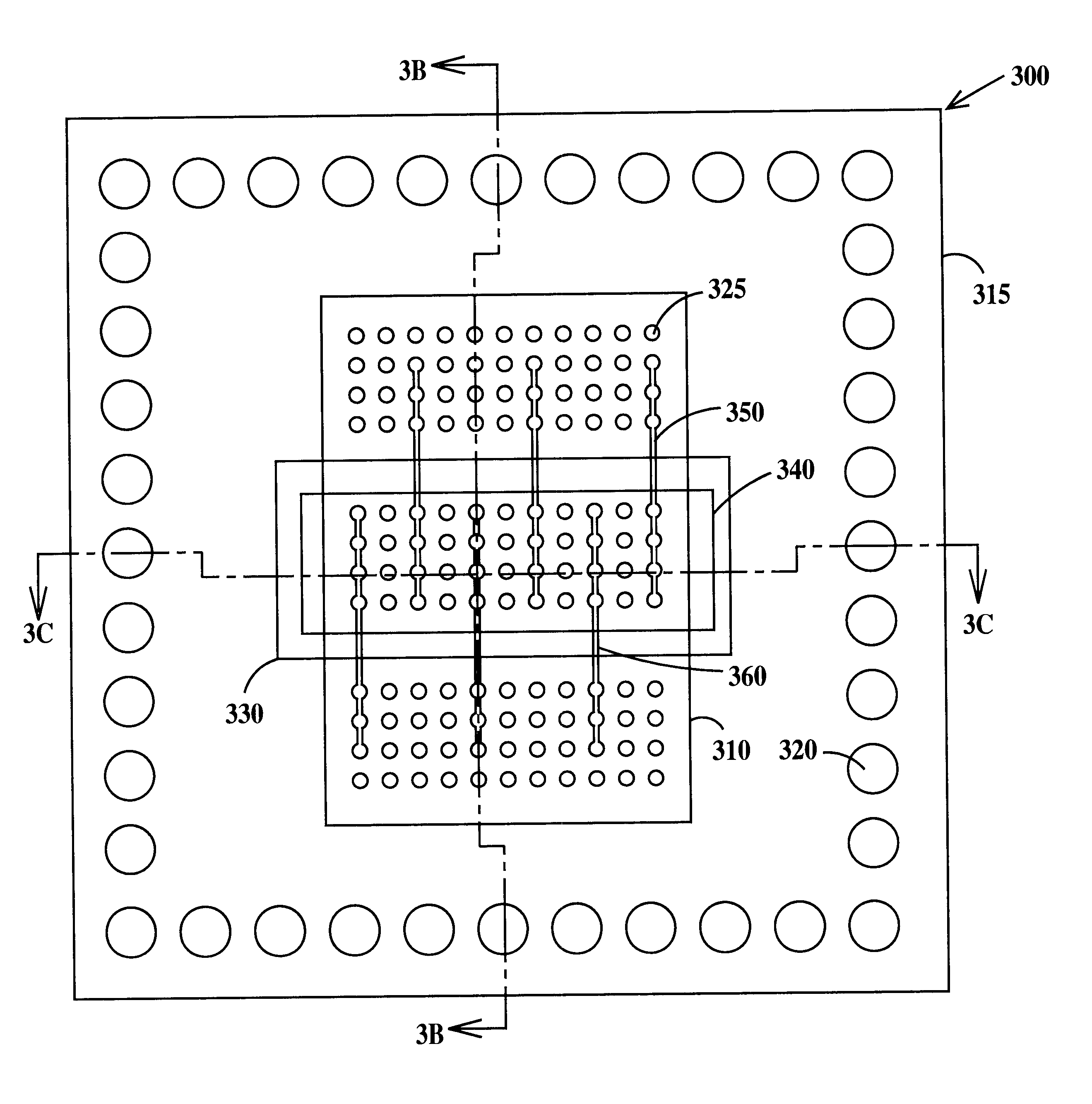 Low impedance power distribution structure for a semiconductor chip package