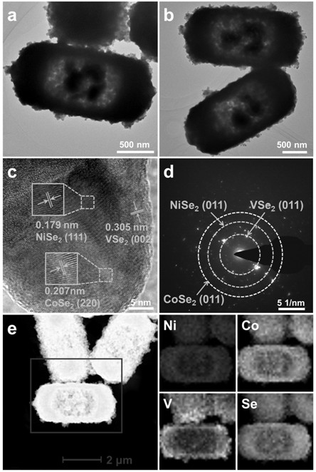 A vanadium diselenide-doped nickel-cobalt selenide yolk-shell structure micron cuboid counter electrode catalyst and its preparation method and application